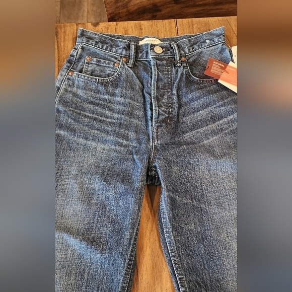 Moussy Vintage MV Capac Wide Straight Cropped high rise Jean 24 blue cotton nwt - Picture 12 of 15